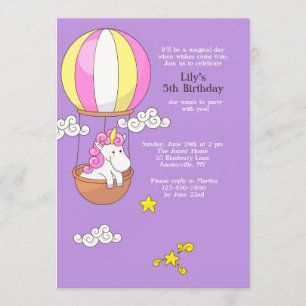 Unicorn Hot Air Balloon Invitation