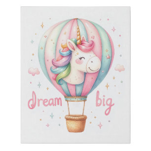 Unicorn Hot Air Balloon Nursery Art Faux Canvas Print