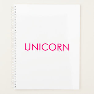 Unicorn hot pink and white minimalist custom planner