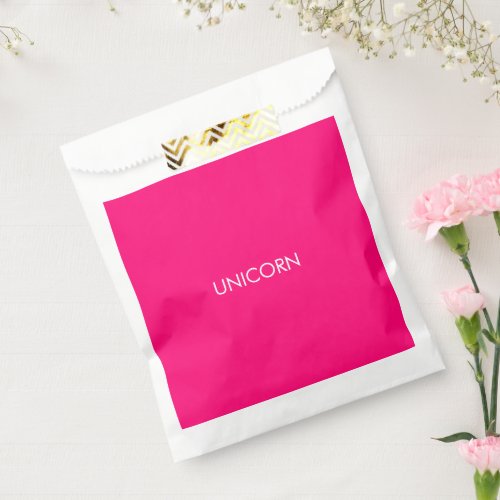 Unicorn hot pink fuchsia white custom minimalist favor bag