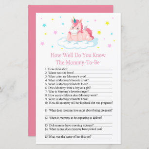 Unicorn How well do you know baby shower