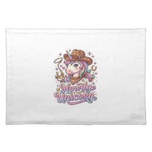 Unicorn Howdy Unicorn Gift Idea Sticker and Shirt Cloth Placemat