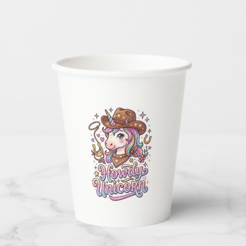 Unicorn Howdy Unicorn Gift Idea Sticker and Shirt Paper Cups