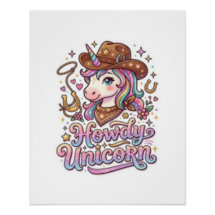 Unicorn Howdy Unicorn Gift Idea Sticker and Shirt Poster