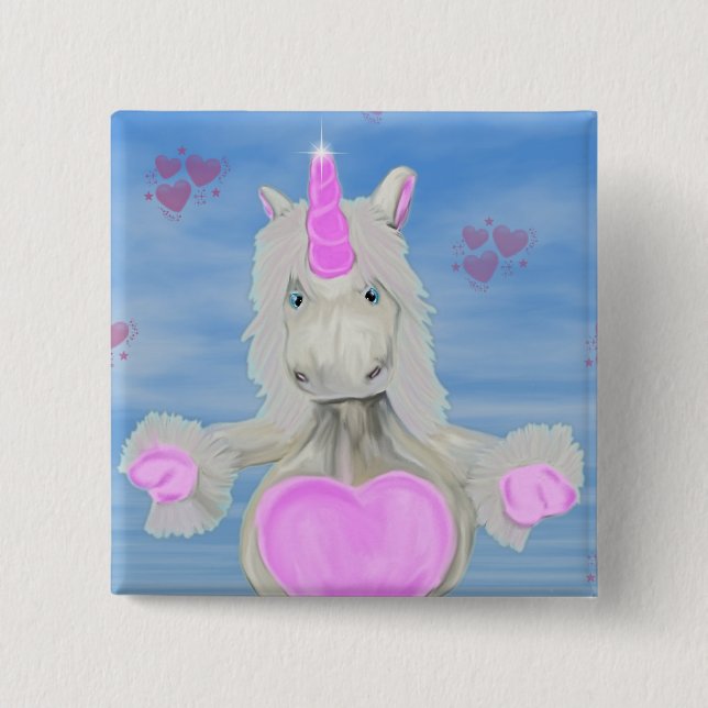Unicorn Hug Pinback Button (Front)