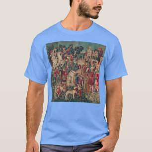 Unicorn Hunt Medieval Art Hunters Return to Castle T-Shirt