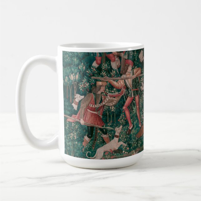 Unicorn Hunt Medieval Art - Unicorn Defends Himsel Coffee Mug (Left)