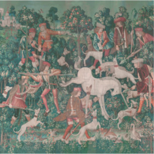 Unicorn Hunt Medieval Art - Unicorn Defends Himsel Sticker