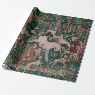 Unicorn Hunt Medieval Art - Unicorn Defends Himsel Wrapping Paper