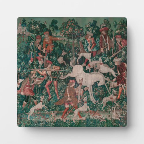 Unicorn Hunt Medieval Art Unicorn Defends Himself Plaque