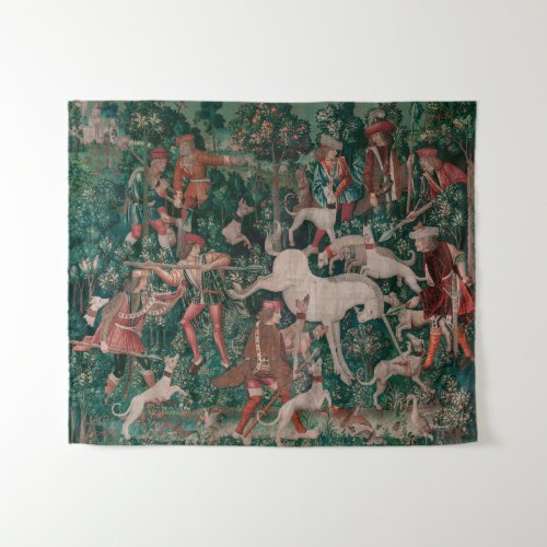 Unicorn Hunt Medieval Art Unicorn Defends Himself Tapestry