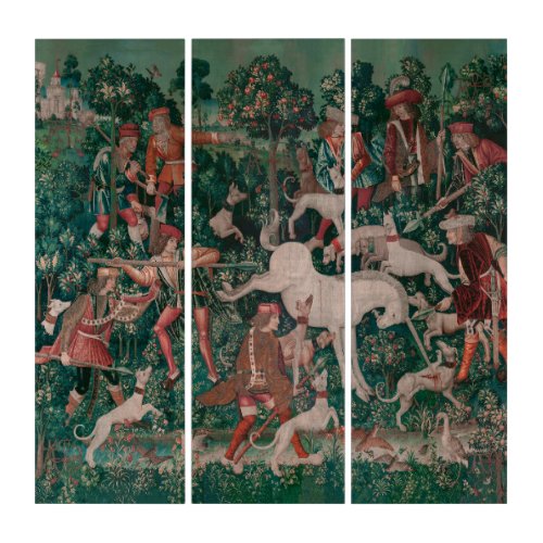 Unicorn Hunt Medieval Art Unicorn Defends Himself Triptych