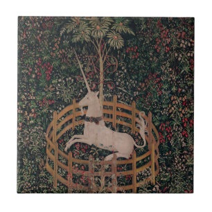 Unicorn Hunt Medieval Art - Unicorn Rests in Garde Ceramic Tile
