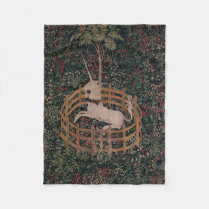 Unicorn Hunt Medieval Art - Unicorn Rests in Garde Fleece Blanket