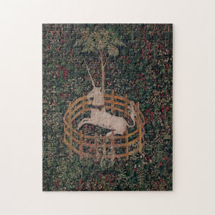 Unicorn Hunt Medieval Art - Unicorn Rests in Garde Jigsaw Puzzle