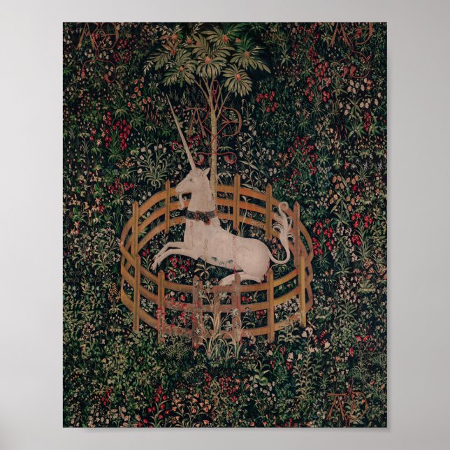 Unicorn Hunt Medieval Art - Unicorn Rests in Garde Poster (Front)