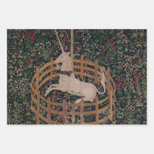 Unicorn Hunt Medieval Art - Unicorn Rests in Garde Wrapping Paper Sheets