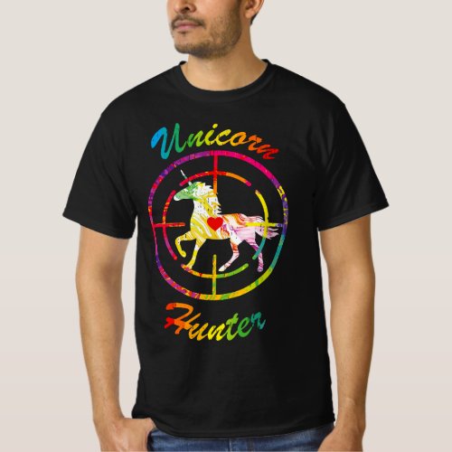 Unicorn Hunter Mens Boys Rainbow Horse Humor Hate  T_Shirt
