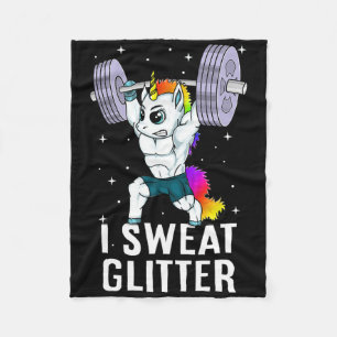 Unicorn I Sweat Glitter Funny Gym Workout Men Wome Fleece Blanket