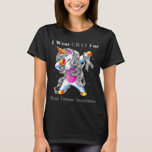 Unicorn I Wear Gray For Brain Tumor Awareness T-Shirt