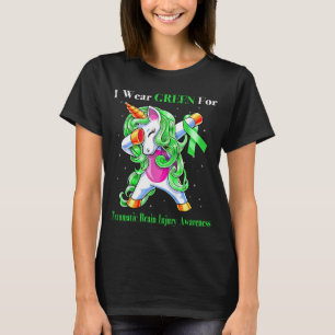 Unicorn I Wear Green For Traumatic Brain Injury T-Shirt