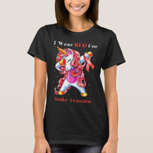 Unicorn I Wear Red For Stroke Awareness T-Shirt
