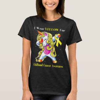 Unicorn I Wear Yellow For Childhood Cancer  T-Shirt
