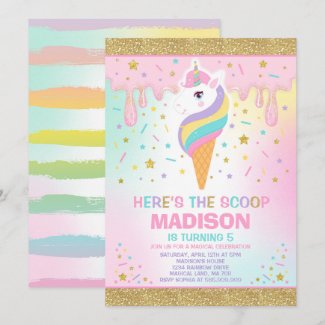 Unicorn Ice Cream Invitation Magic Ice Cream Party