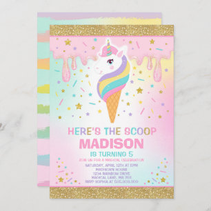 Unicorn Ice Cream Invitation Magic Ice Cream Party