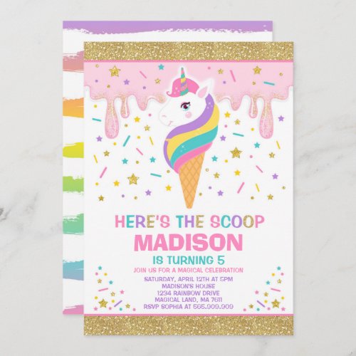 Unicorn Ice Cream Invitation Magic Ice Cream Party