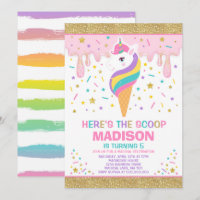 Unicorn Ice Cream Invitation Magic Ice Cream Party