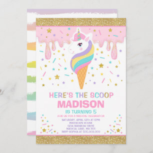 Unicorn Ice Cream Invitation Magic Ice Cream Party