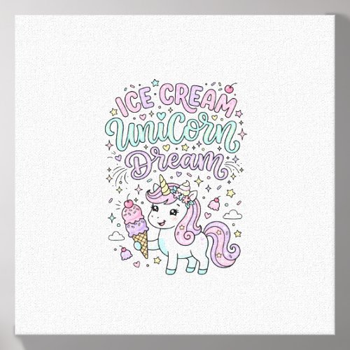 Unicorn Ice Cream Unicorn Dream Cute Pastel Produc Canvas Photo Tile
