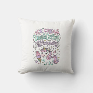 Unicorn Ice Cream Unicorn Dream Cute Pastel Produc Throw Pillow