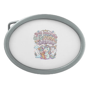 Unicorn Ice Cream Unicorn Dream Funny Typography D Belt Buckle
