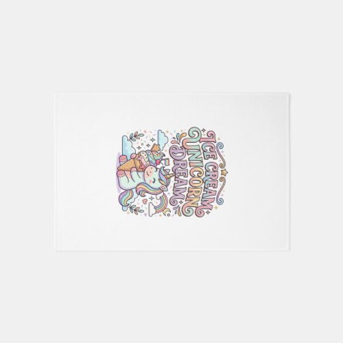 Unicorn Ice Cream Unicorn Dream Funny Typography D Rug