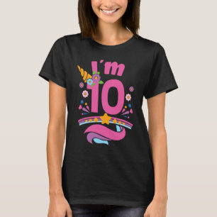 Unicorn Ich Bin 10 Years Old Girl Birthday Party T-Shirt