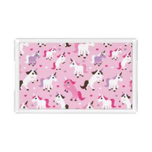 unicorn illustration kids background acrylic tray