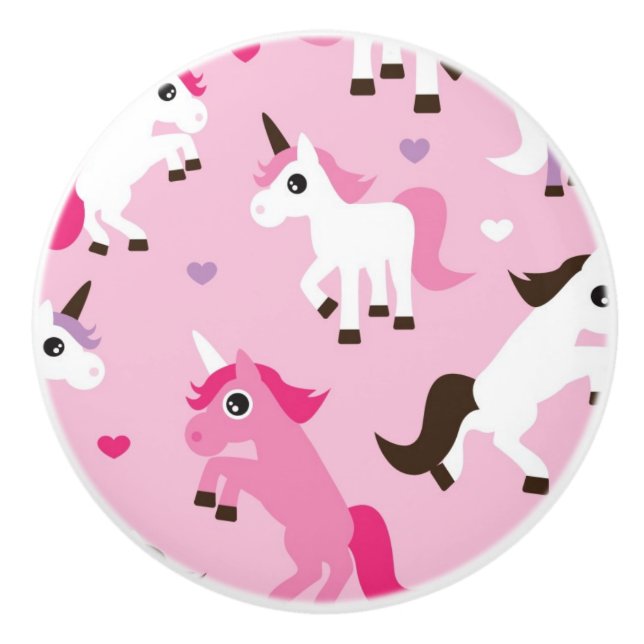 unicorn illustration kids background ceramic knob (Front)