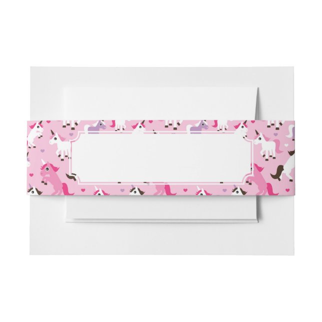 unicorn illustration kids background invitation belly band (Front Example)