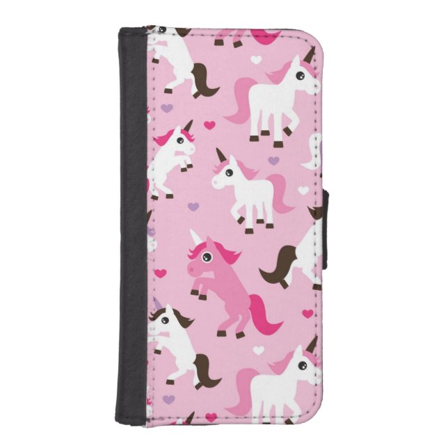 unicorn illustration kids background iPhone wallet case (Front)