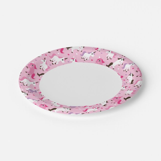 unicorn illustration kids background paper plates (Angled)