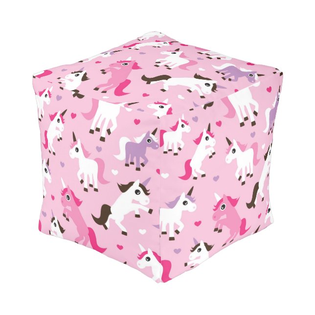unicorn illustration kids background pouf (Angled Front)