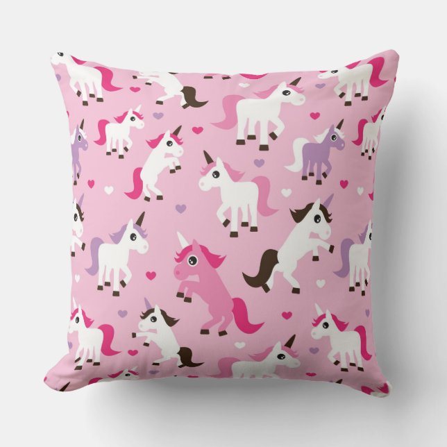 unicorn illustration kids background throw pillow (Front)