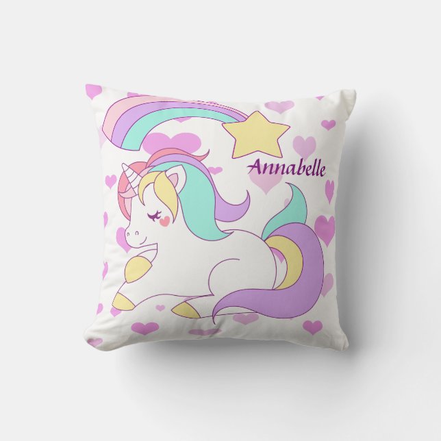 Unicorn illustration throw pillow (Front)
