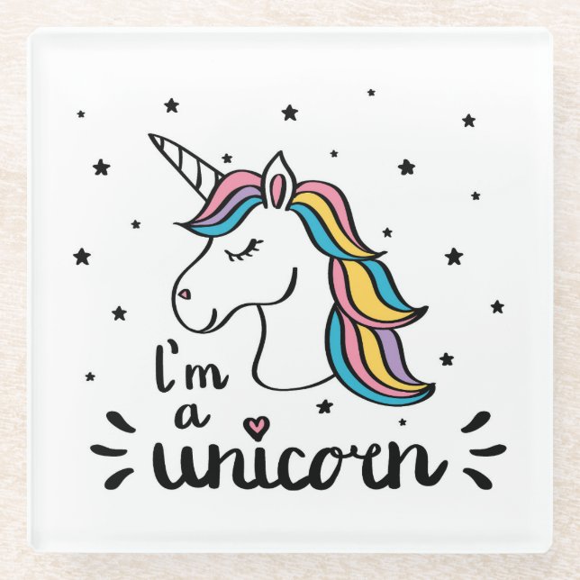 Unicorn | I'm A Unicorn Glass Coaster (Front)