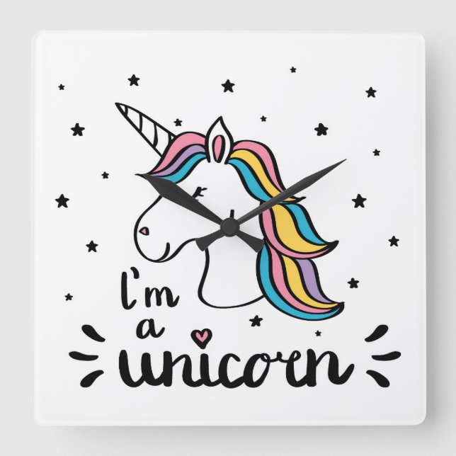 Unicorn | I'm A Unicorn Square Wall Clock (Front)