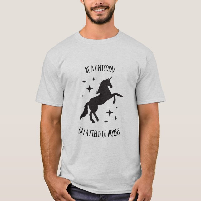 Unicorn in a Field of Horses T-Shirt (Front)