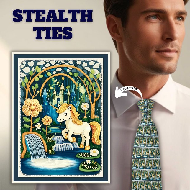 Unicorn in a Magical Forest Stealth Neck Tie (Creator Uploaded)