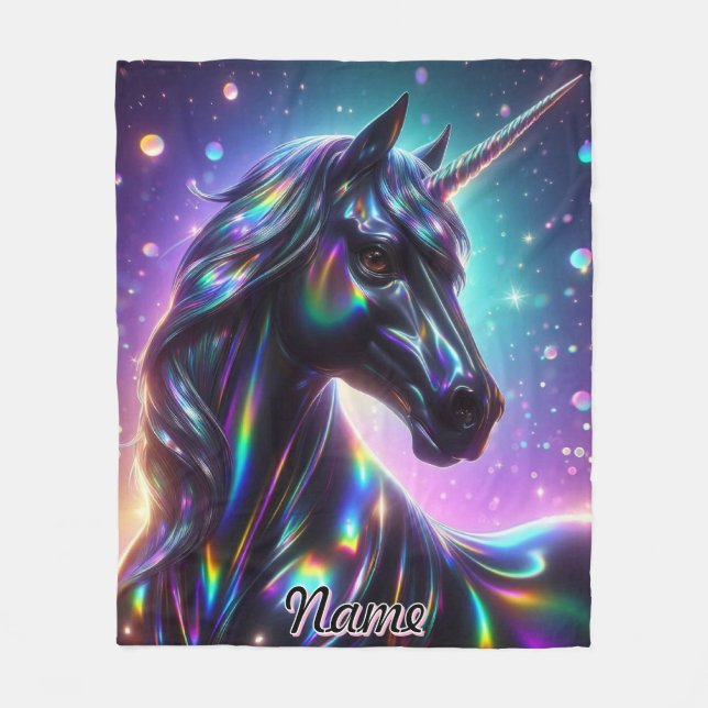 Unicorn in a Magical Sparkle Background Fleece Blanket (Front)